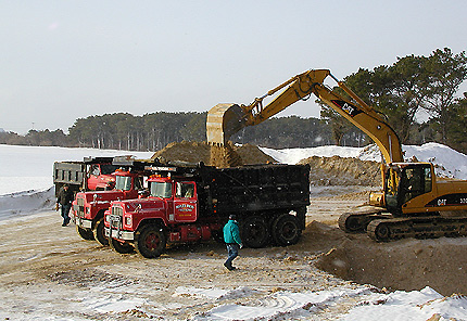 Sand stockpile on site